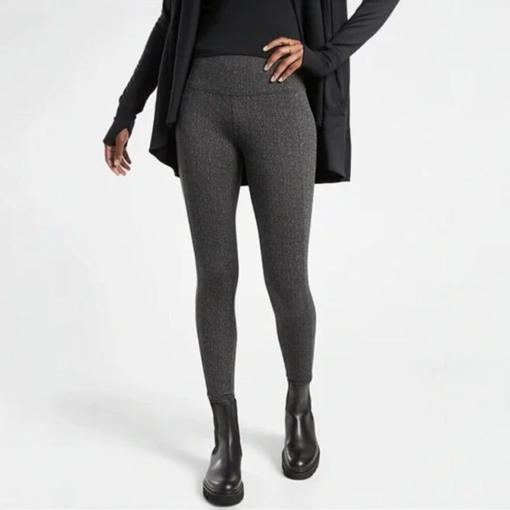 NEW Athleta Delancey Textured Tights Leggings Gray Pockets XXS High Rise